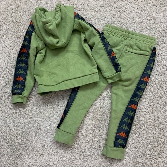 BABY Toddler Boys KAPPA Olive GREEN Stripe Logo JOGGING Designer TRACK SUIT  2 T - Picture 2 of 6